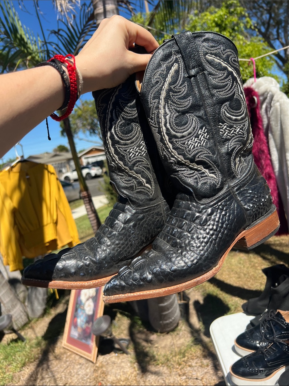Black Men's Exotic Leather Western Boots
